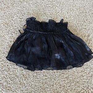 Black Sheer Smocked spaghetti strap/strapless top